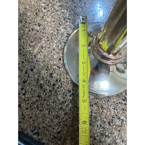 Two Candlesticks 11" Tall Mercury Chrome & Glass Vintage Candles Included - Picture 5 of 5